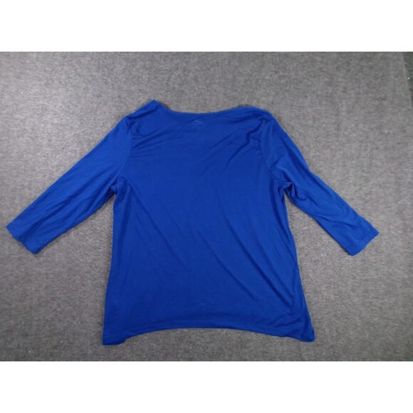 Jaclyn Smith Top Woman Large Blue Base Layer Capsule Work Beaded Neck Casual - Picture 8 of 9